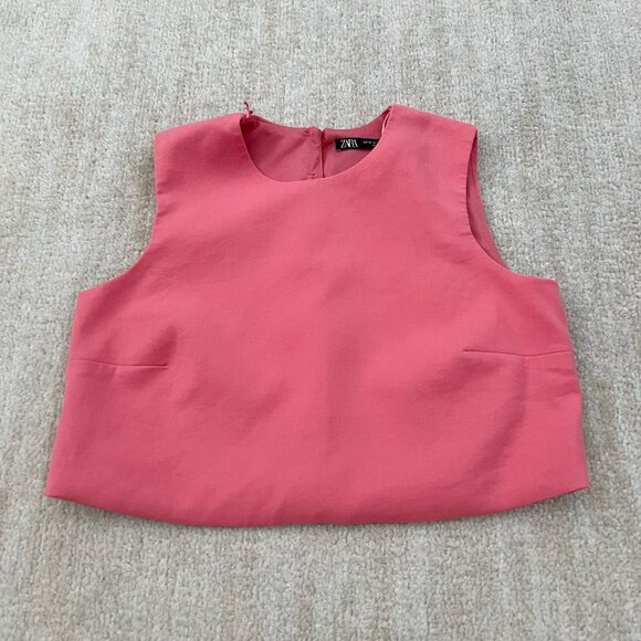 Zara Pink Crop Tank Top Blouse XS - Picture 1 of 8